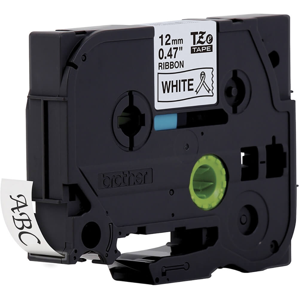 Fita Brother TZE-R231 12mm Preto sobre Cetim Branco - Impressorajato