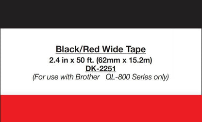 Etiqueta Brother DK-2251 Preto e Vermelho sobre Branco 62mm - Impressorajato