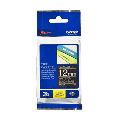 Fita Brother TZE-335 (TZ-335) 12mm Branco/Preto - Impressorajato