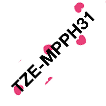 Fita Brother TZE-MPPH31 12mm Preto sobre Rosa Corações - Impressorajato